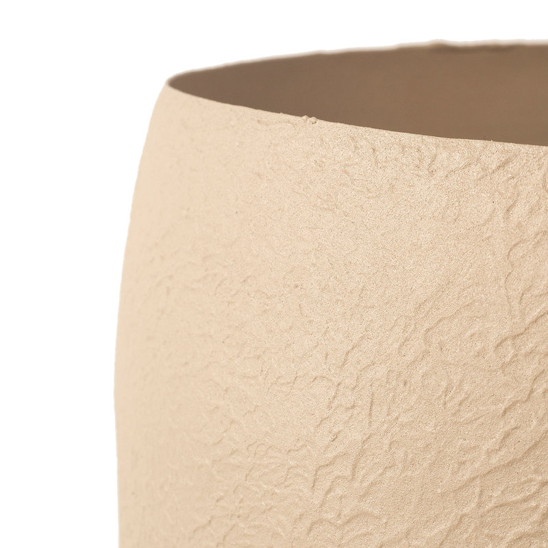 Pot à fleurs rond fait à la main intérieur / extérieur avec drainage Eden, Beige, Médium