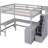 Full Size Loft Bed In Gray With Desk And Storage Options - Enhance Your Bedroom Style Three L-Shaped Work Desk, Transform-1001347124
