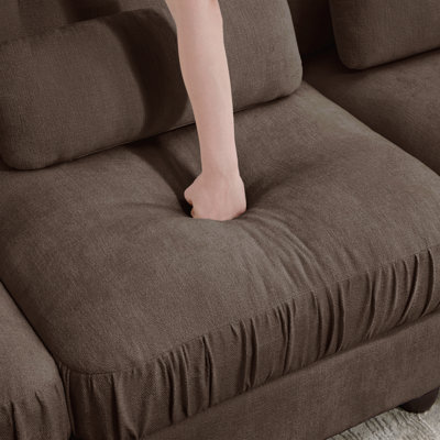Canapé sans accoudoirs en tissu chenille avec coussin - Brun