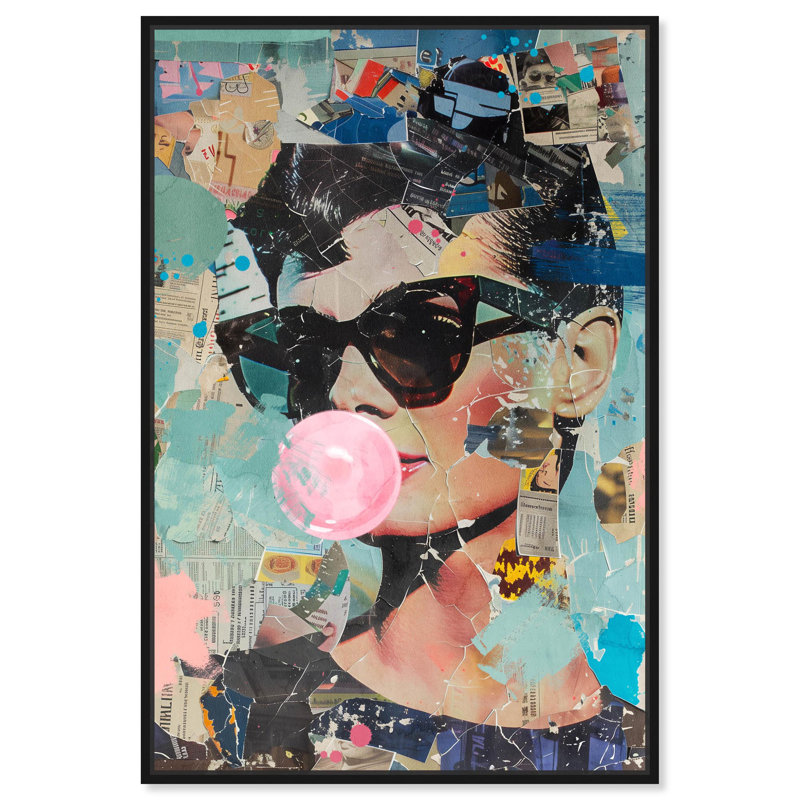 «Stylish Collage Icon Canvas Retro Glam Art Prints» par Art Remedy, H 16 po x l 11 po, Cadre noir