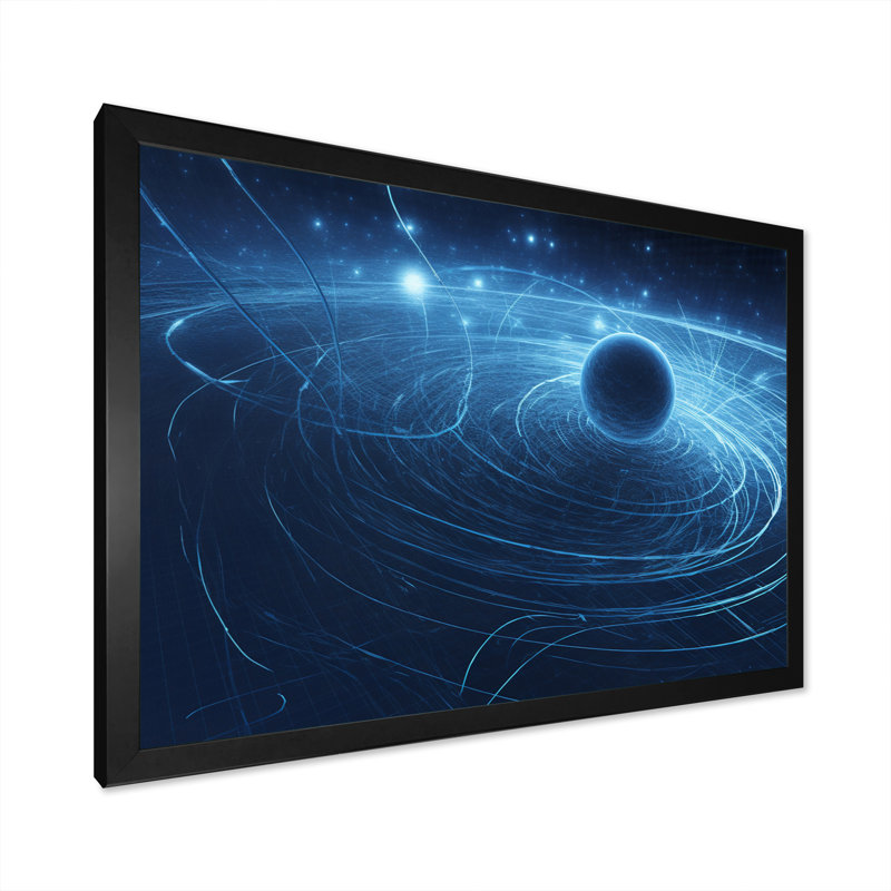 Système solaire bleu galaxie magnétique - impression, H 12 po x l 20 po x P 1 po, Cadre simple noir