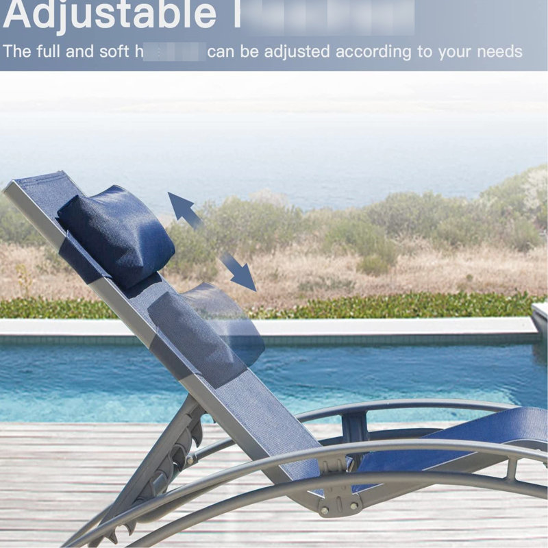 2 chaises longues pour l'extérieur - bleu, avec coussin réglable et amovible rouille - bleu