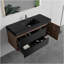 Meuble-lavabo Grace de 48 po en noyer avec lavabo en quartz noir mat et tiroirs noirs et porte, meuble-lavabo mural flottant pour salle de bain moderne, lavabo noir mat, pré-assemblé-856490680