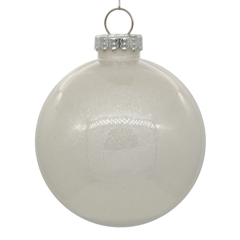 Ornement transparent avec intérieur scintillant, Blanc, H 4,75 po x l 4,75 po, Ensemble de 4