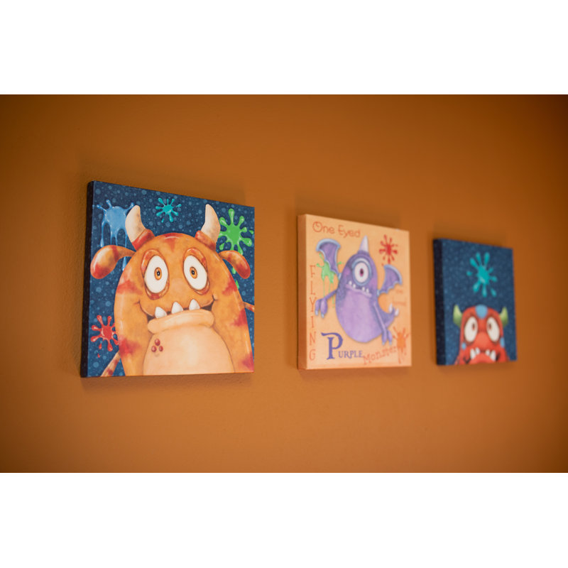 Monstre splat, ensemble de 3 reproductions d’art sur toile