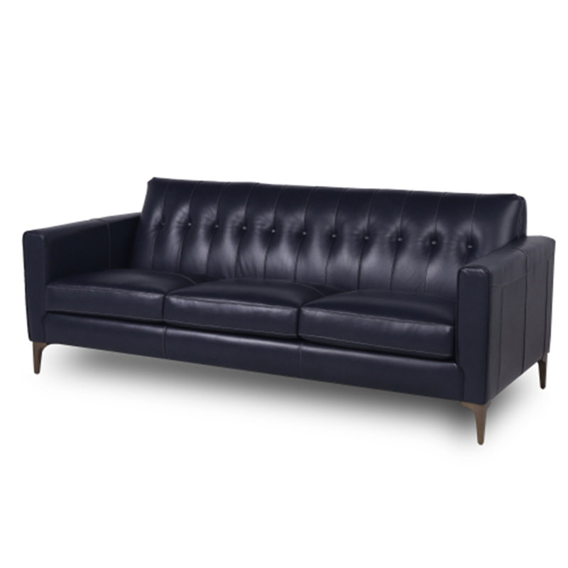 Canapé en cuir capitonné Mid-Century, Marine