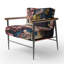 Daisy Bunch I bourgogne et bleu - fauteuil de ferme rembourré, fauteuil décoratif floral Daisy-728832487