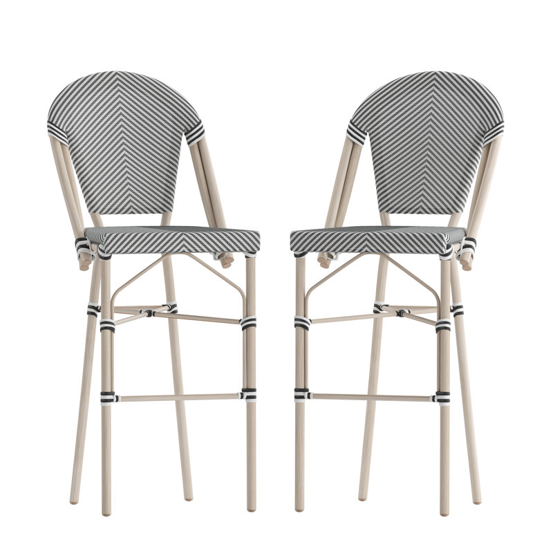 Stackable Indoor/Outdoor Bistro 30" High Barstools, Commercial Grade, Gray/ Light Natural