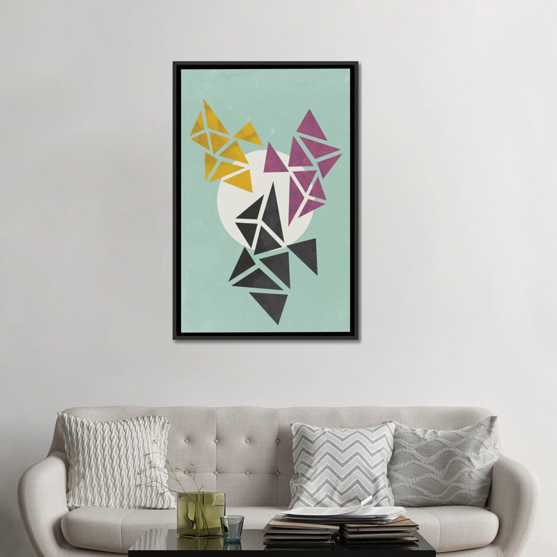 « circle », impression sur toile tendue, H 26 po x l 18 po x P 1,5 po, Toile avec cadre noir, Pas de tapis