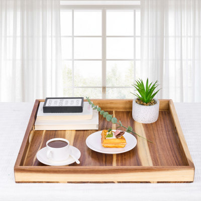 Square Acacia Mangium Large Decorative Tray Francita