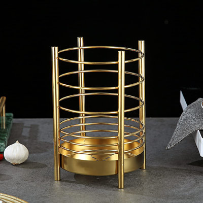Gold Kitchen Utensil Holder For Kitchen Counter, Stainless Steel Utensil Crocks, Gold Titanium Coating Utensil Storage Caddy Organizer, Cooking Utensil Holder, Easy Cleaning (Gold/7.4''X5.2'')