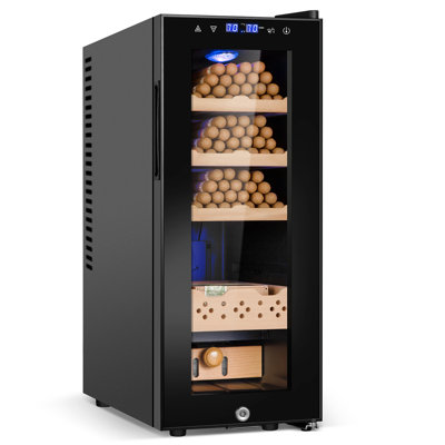 Electric Humidor, 25l 200 Counts Large Capacity,thermostatic Electric Cooler Cabinet With Digital Led Screen, Safety Lock,smart Humidity & Temp Control, Gifts For Men