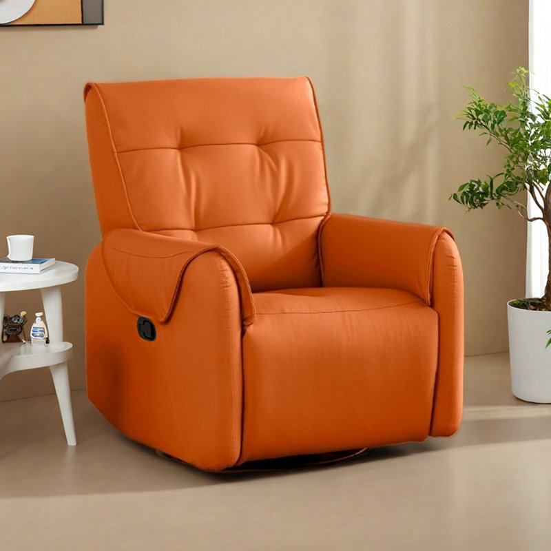Versatile 360° rotating Recliner with Faux Leather, Orange