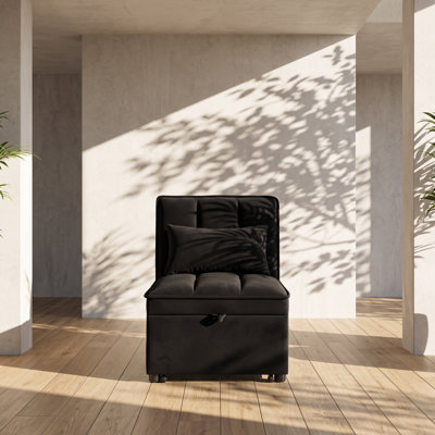 Fauteuil-lit simple convertible en velours capitonné l 68,5 po x P 24,5 po x H 17,5 po