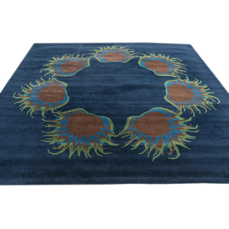Tapis carré bleu marine Mullan
