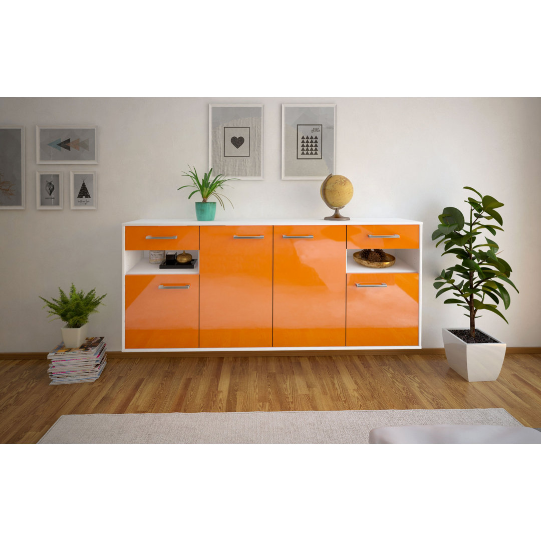 Sideboard Killeen, Farbe: Treibholz/Anthrazit, Fliegend/Metallgriffe, Größe: 180x79x35cm