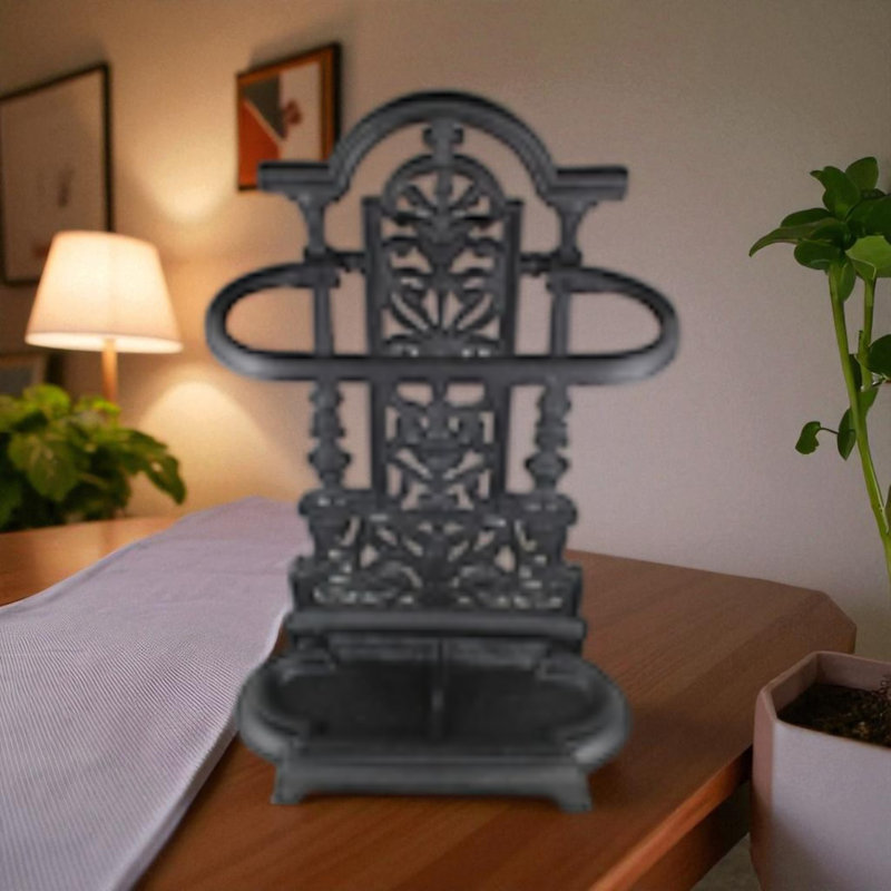 70cm H Cast Iron Umbrella Holder - Hand Finished Antique Style Freestanding Stand for Hallway & Entryway Storage