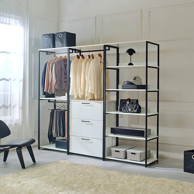 Fiona W Système de rangement à 3 tablettes autoportantes à 7 tours avec structure en métal