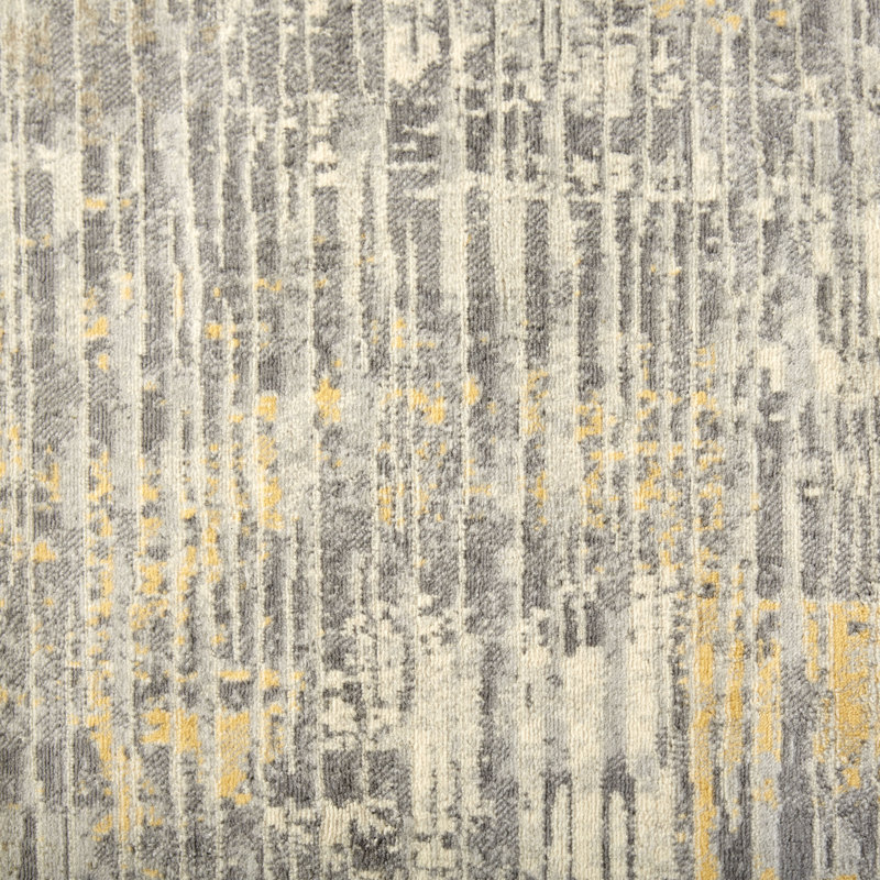 Tapis abstrait gris / jaune, Rectangle 5 pi 2 po x 7 pi 2 po
