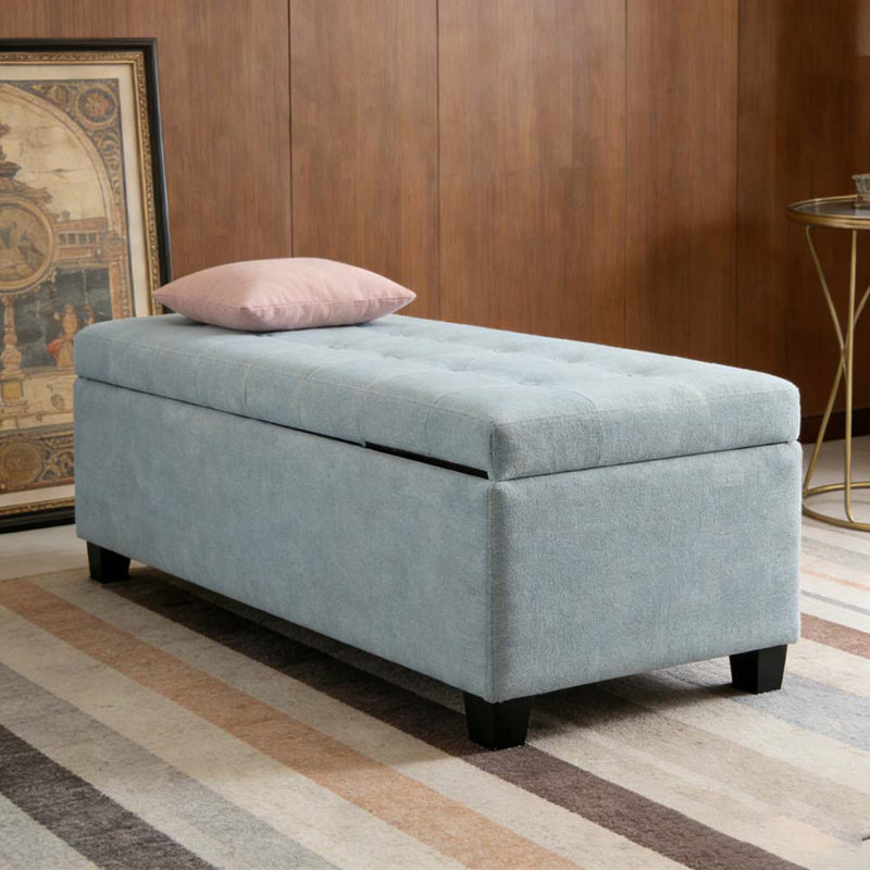 49.75Inches Storage Ottoman, Storage Bench, Tufted Entryway Bedroom Bench,, Baby Blue