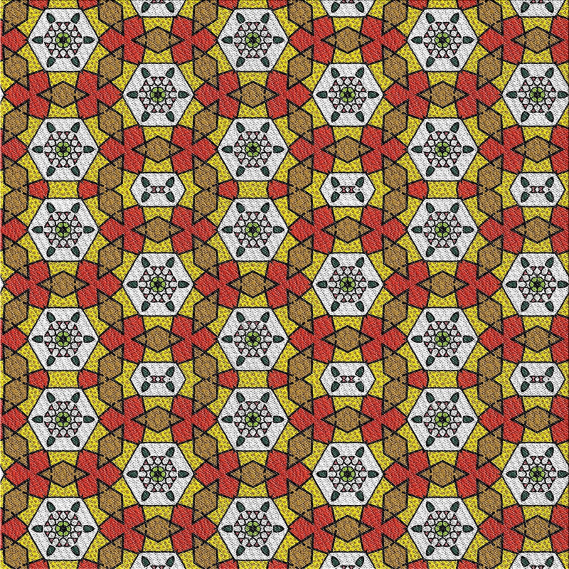 Tapis orange/vert tissé à la machine, Carré 4 pi