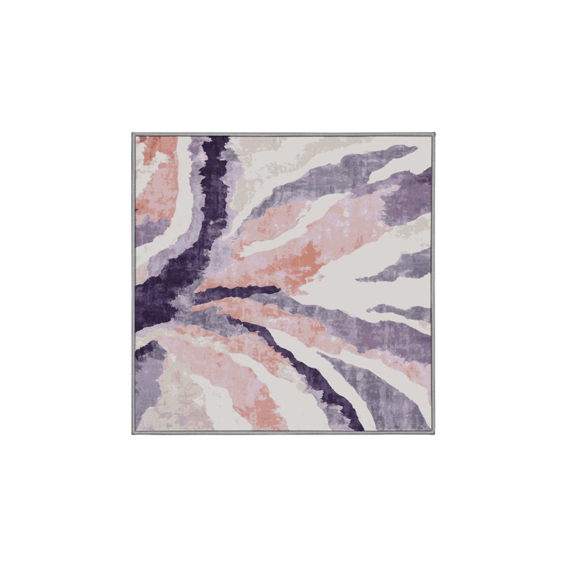 Machine Washable Gray Area Rug, Square 3'