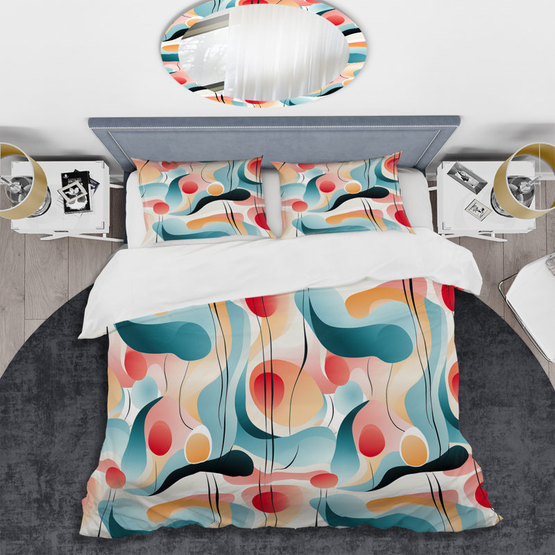Amith Modern Whispers I - Ensemble de housse de couette rayé - Microfibre de polyester