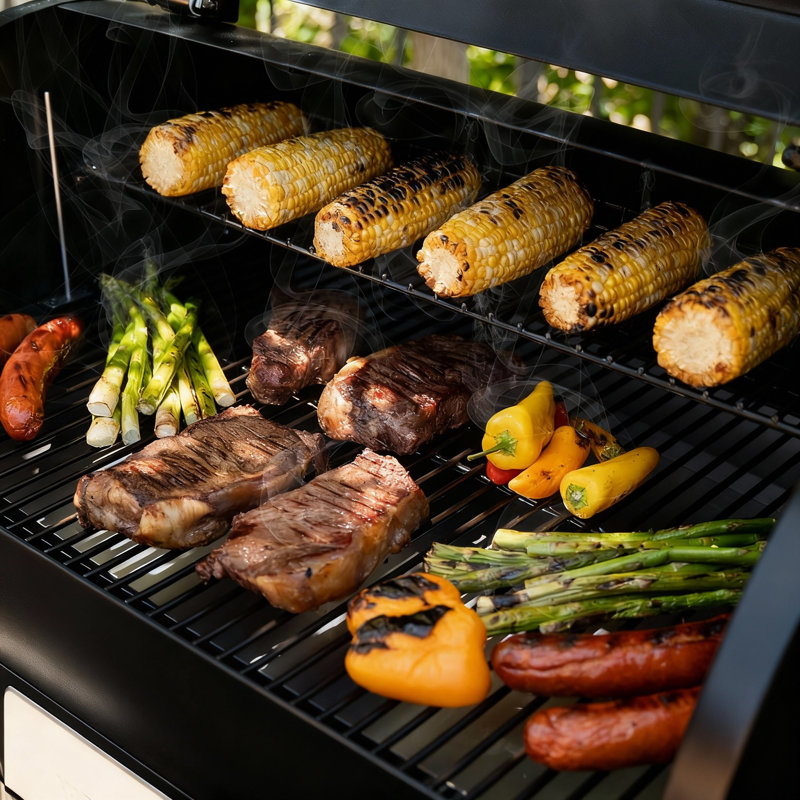 Barbecue à granules de bois et fumoir 456 po² avec contrôle automatique de la température PID en noir, Noir
