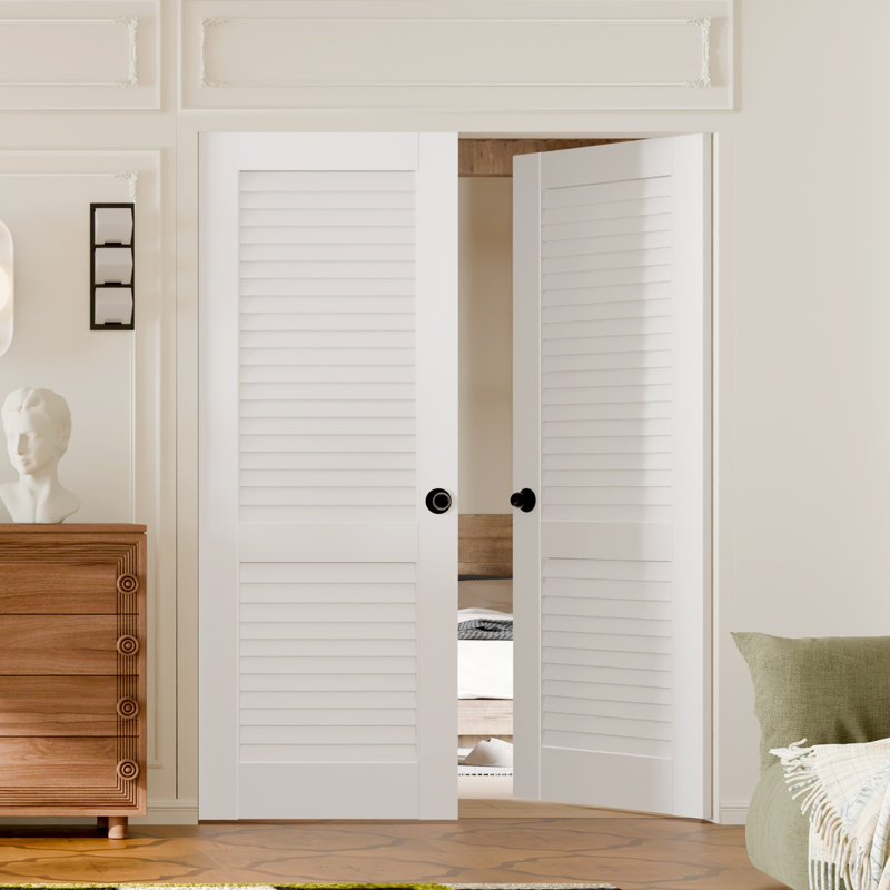 Porte intérieure à dalle - Panneau en panneau de fibres à densité moyenne blanc à peindre avec poignée (sans trous pré-percés)