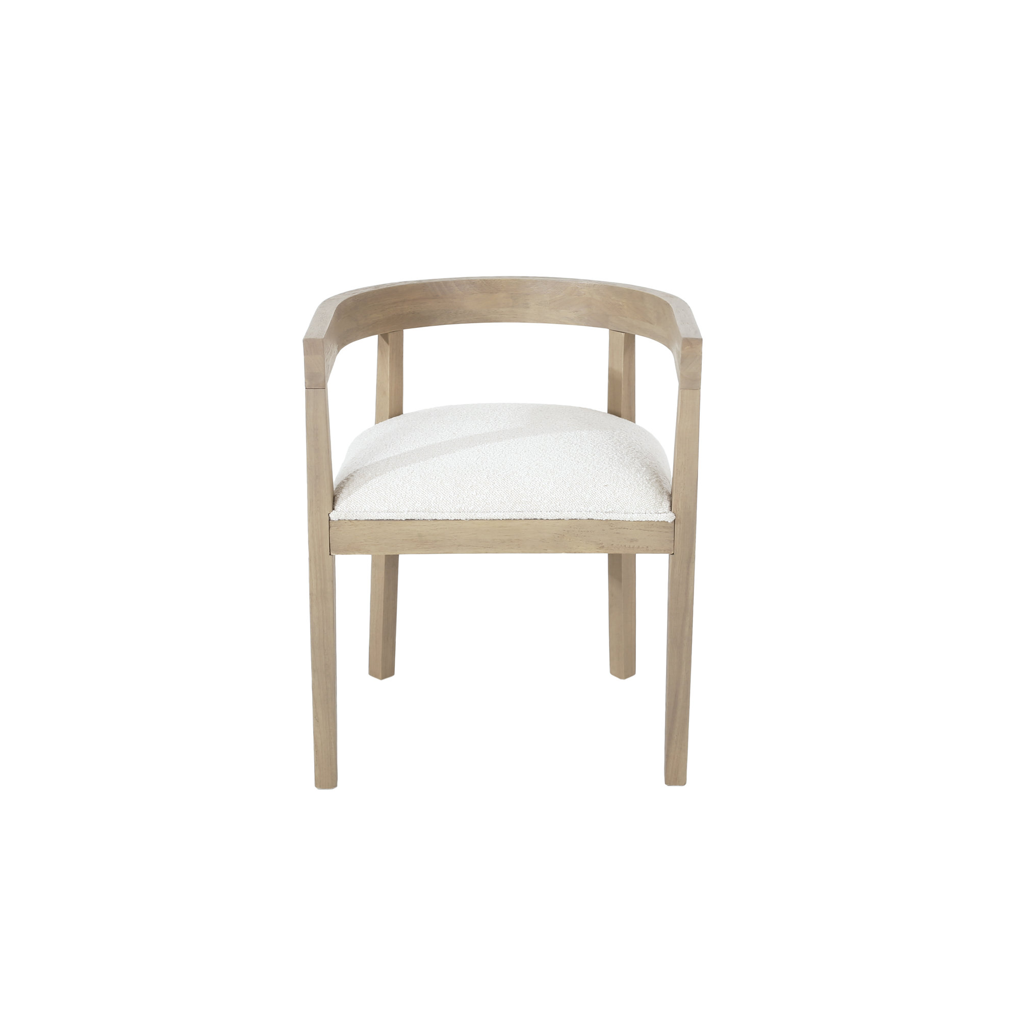 Daney Barrel Back Dining Chair, Almond Boucle, Light Ash