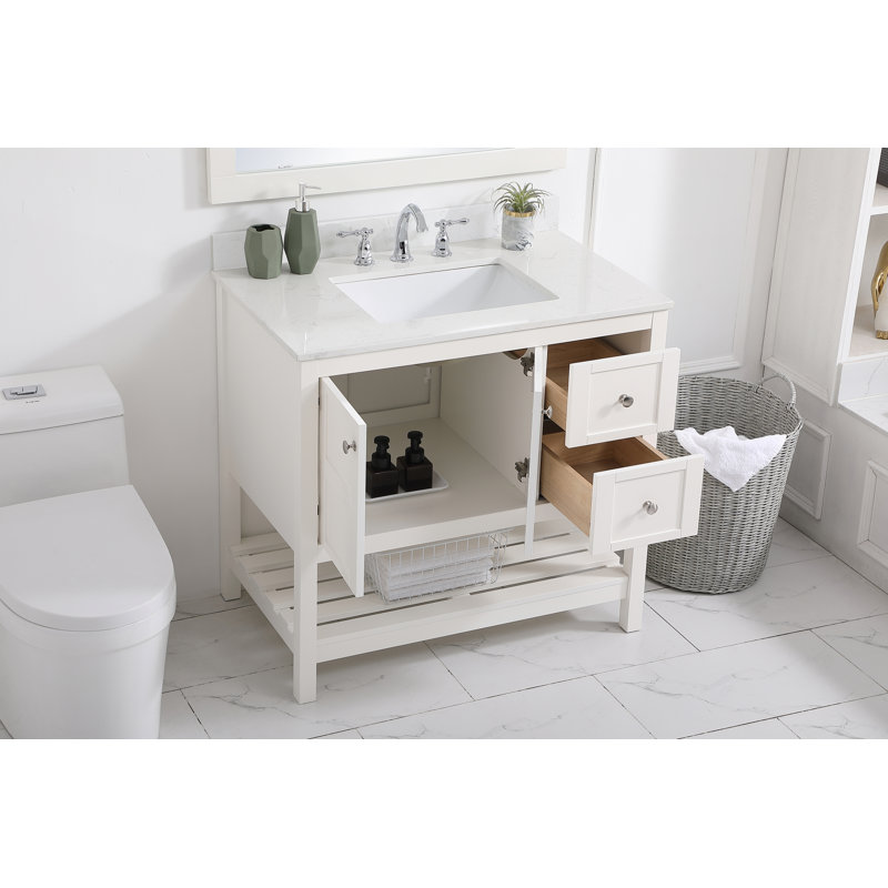 Krish 36'' Single Bathroom Vanity with Top, White