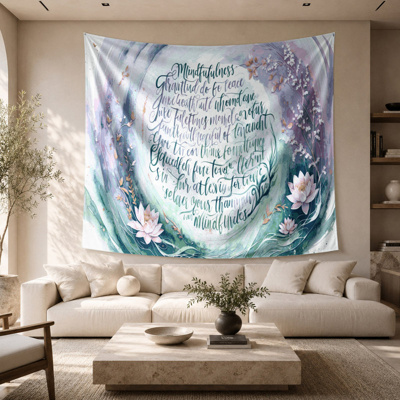 Tapisserie murale «Thanksgiving Mindfulness gratitude messages», 68 po x 80 po