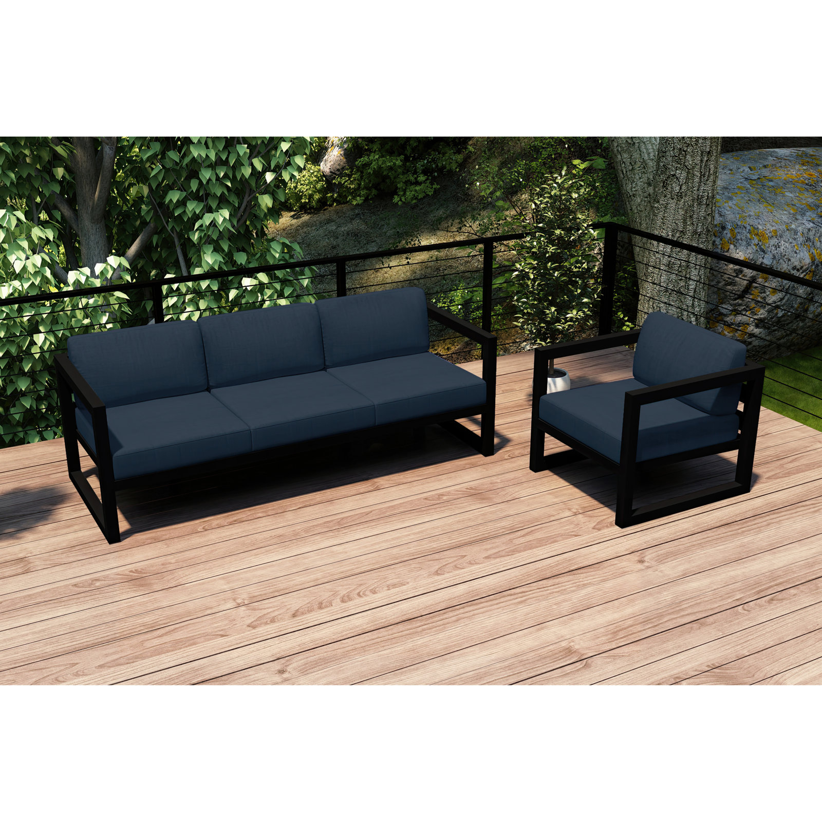 Smith 4-Person Patio Seating Group, Spectrum Indigo, Black