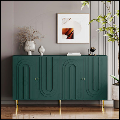Buffet moderne en bois laqué à 4 portes, parfait pour le rangement et la présentation dans n'importe quelle pièce