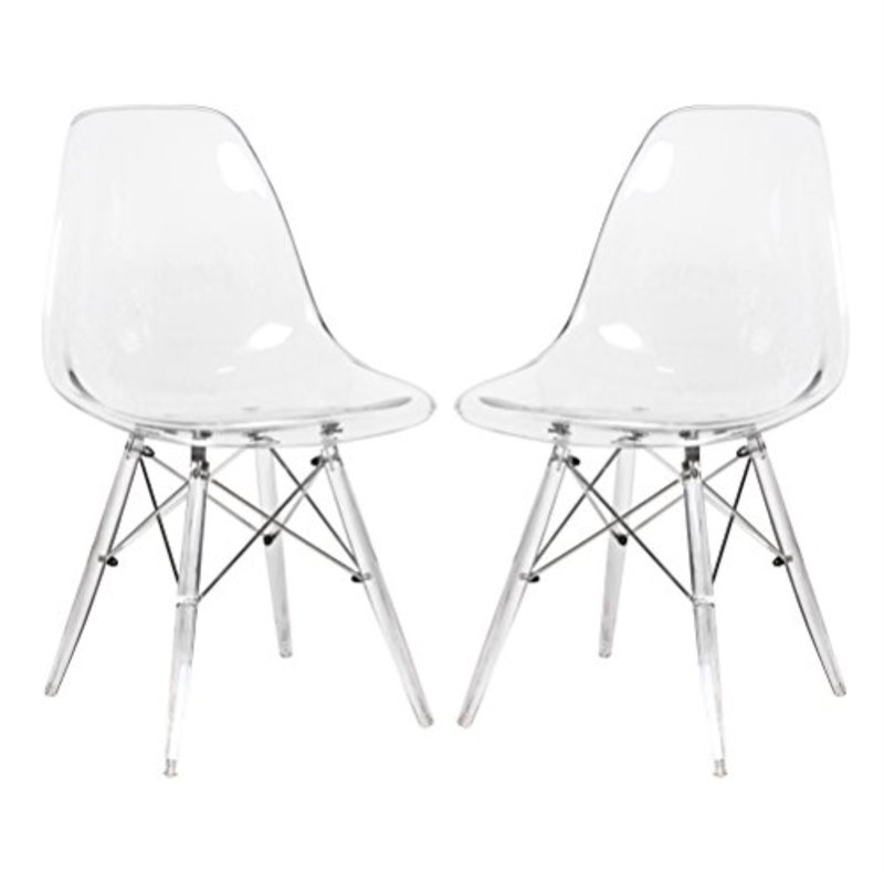 Culley Modern Acrylic Side Chair – Armless Transparent Accent Chair Lightweight Molded Plastic Seating for Dining Room, Kitchen, Vanity, Office, or Banquet