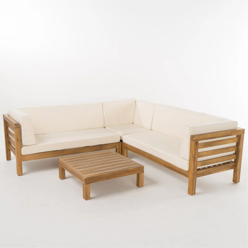 Ensemble modulaire d'extérieur en bois avec coussins