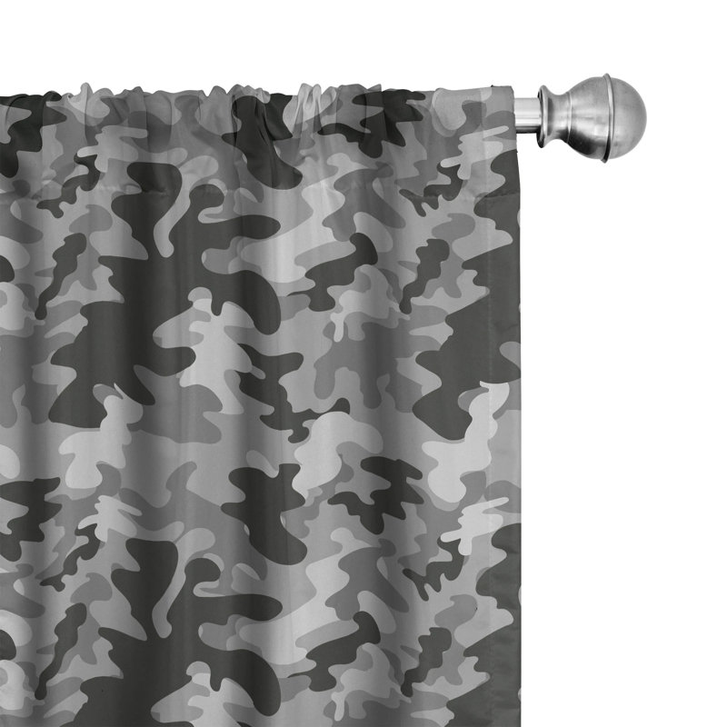 Camouflage Semi-Sheer Rod Pocket Curtain Panels, 28" x 84"