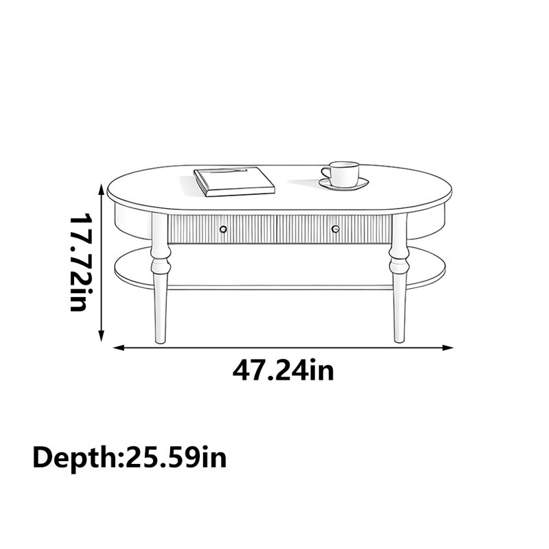 Table basse blanche de style simple, H 17,72 po x L 47,24 po x l 25,59 po