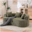 Canapé en forme de croissant, conception moderne à dossier bas avec coussins profonds, comprenant un canapé à trois places rempli de mousse qui ne nécessite aucun assemblage. (Tissu chenille vert)-1099079977-1099079981