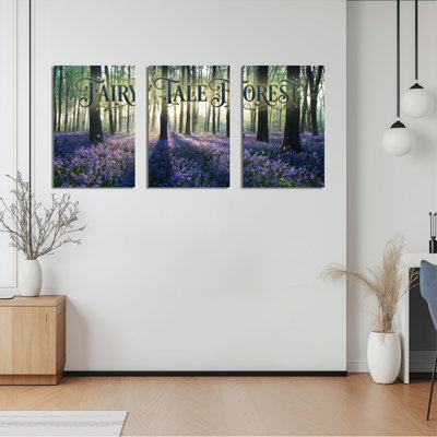 Conte de fée forêt, reproduction d'art sur toile tendue sur toile, ensemble de 3, pour salon, chambre à coucher, décoration intérieure