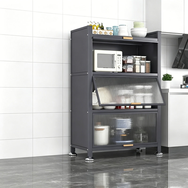 Armoire en métal gris à quatre niveaux avec porte JOYBOS, H 44,88 po x l 31,5 po x P 16,54 po