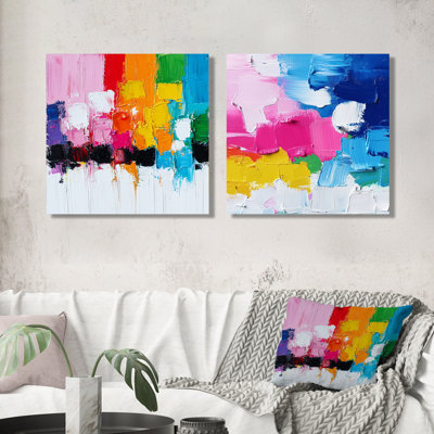 «Abstract Abstract Color Reson In Chaos I» - Art mural abstrait - ensemble d'art mural moderne 2 pièces