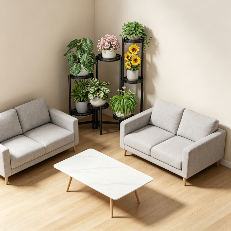 Support à plantes en métal à 7 niveaux pour plantes d'intérieur et d'extérieur en fer forgé robuste