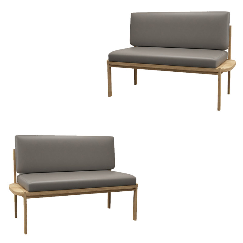Modern Light Luxury Restaurant Bench Faux Leather Upholstered Bench, Gray