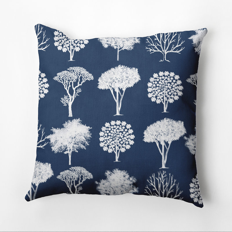 Lenard Field of Trees Square Pillow Cover and Insert, 16" H x 16" W x 2" D, Blue
