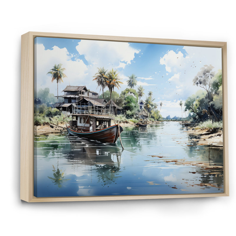 " Vietnam Mekong Delta Enchantment ", H 34 po x l 44 po x P 1,5 po, Cadre naturel flottant