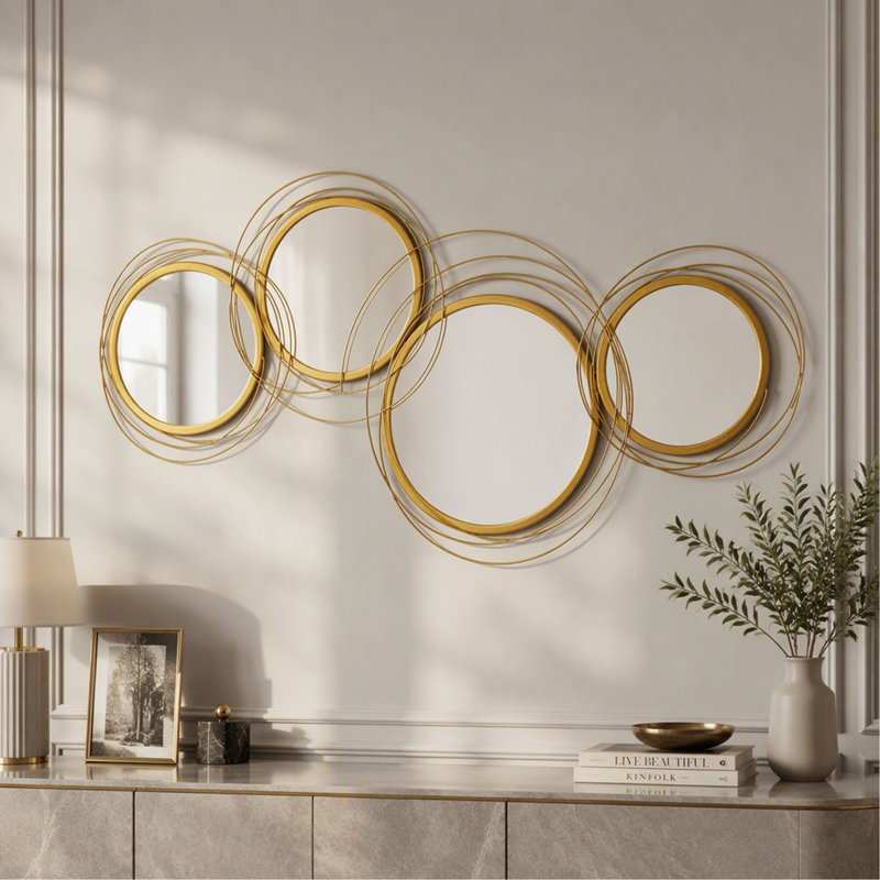Metal Wall Art Mirror Decor,HOMCOM Gold - Wall Hanging Art