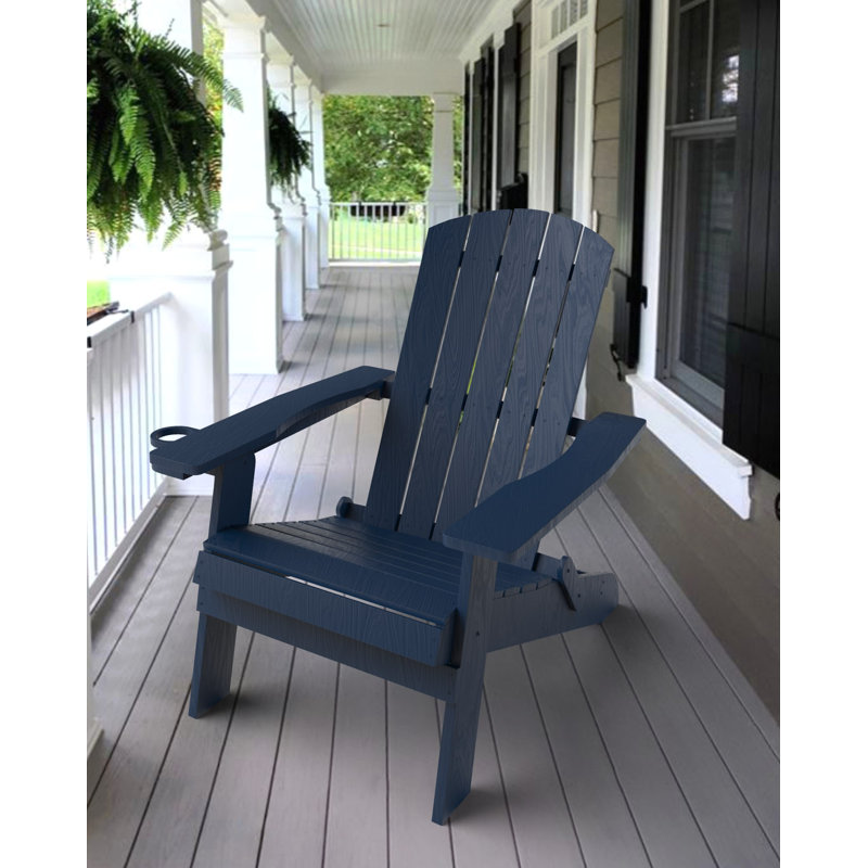 Chaise Adirondack pliante en plastique Tranquilo Depot, Bleu foncé