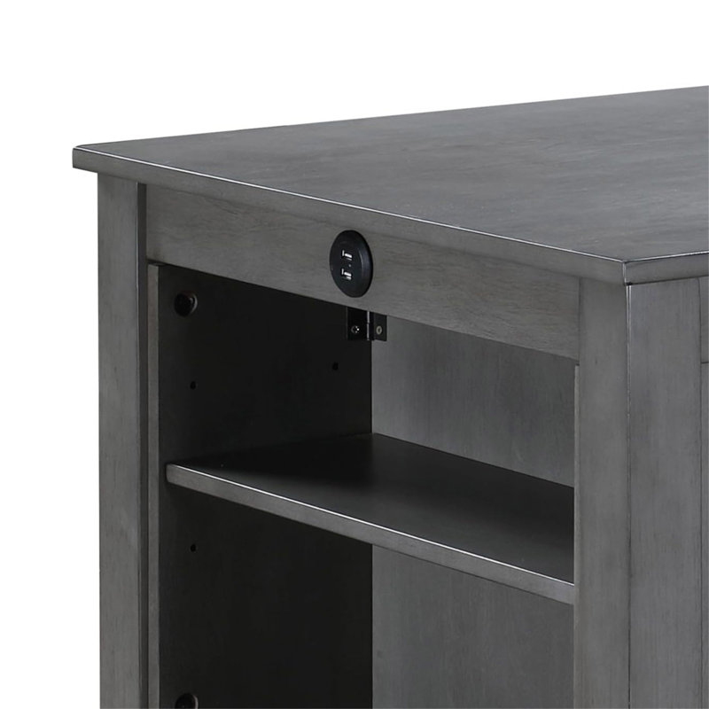 36"W Small Space Counter Height Dining Table With USB Charging Ports And Shelves, Grey