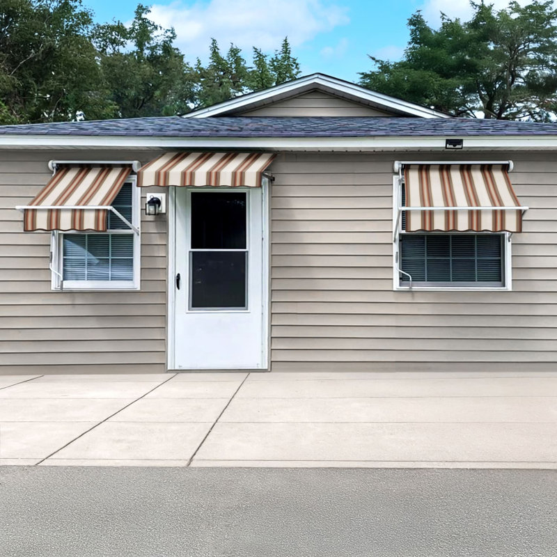 Awntech Mesa Window Retractable Awning, 24" H x 40" W x 24" D, Brown/Tan/Terracotta Multi